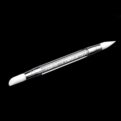 

Toponeto 2 Way Rhinestone Crystal Nail Art Brush Pen Silicone Head Carving Dotting Tools