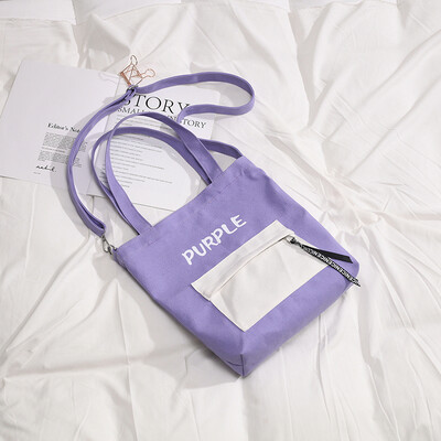 

Tote bag female 2019 new Korean version of the simple wild shopping bag bag leisure Harajuku canvas shoulder Messenger bag