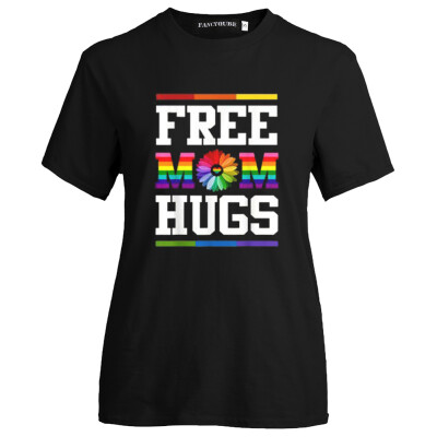 

2019 New Fashion Pride Lesbian T Shirt Casual Short Sleeve T-Shirt Summer Free Mom Hugs Letters Printed Shirt