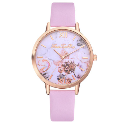 

FanTeeDa Women Bracelet Watch Contracted Rose Gold Leather WristWatches Women Dress Ladies Quartz Clock Dropshiping 533