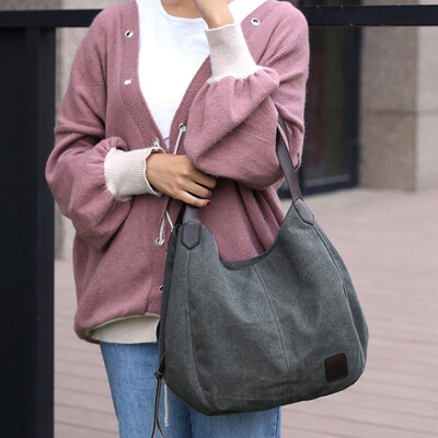 

Gobestart Womens Canvas Handbags Vintage High Quality Female Hobos Single Shoulder Bags