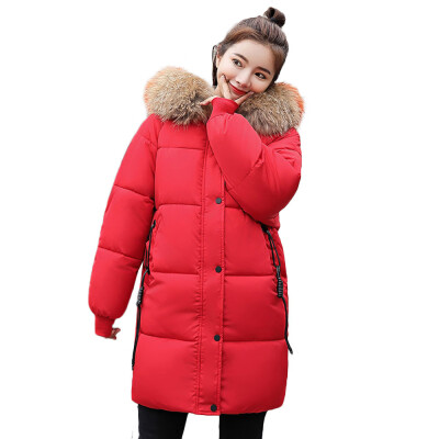 

Toponeto Women Winter Warm Coat Faux Fur Hooded Thick Warm Slim Jacket Long Overcoat