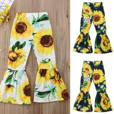 

Lovely Baby Girls Sunflower Loose Leggings Long Leg Pants Bell-Bottoms