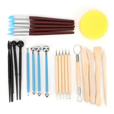 

Greensen 24pcs Wooden Handle Ceramic Art Carving Clay Sculpting Hand Making Modeling Pottery Tool Kit