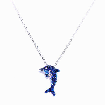 

Exquisite Necklace Pendant Blue Dolphin Transparent Dandelion Ginkgo Leaf Fashion Girls Jewellery Necklace