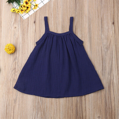 

Toddler Baby Kids Girls Sleevless Ruched Solid Dress Casual Clothes