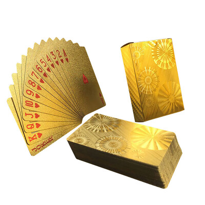 

New Hot 1 SET Golden Foil Plated Normal Playing Cards Poker 52 Cards 2 Jokers Special Unusual Birthday Gift Poker