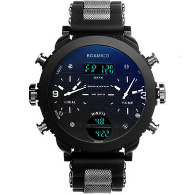 

Mens 3 Time Zone Military Sports watch LED Digital Quartz Wristwatch Relogio Masculino