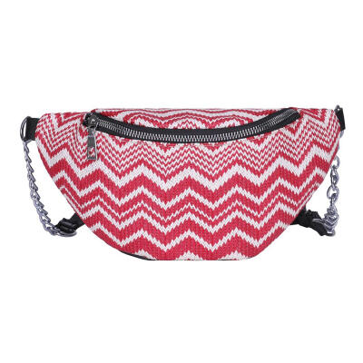 

Stripe Waist Fanny Pack Women Weave Summer Beach Shoulder Bag Phone Pouch