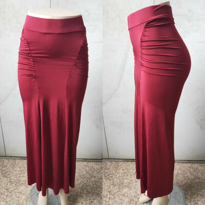 

Hot Womens Solid Pencil Maxi Skirt Ladies Long Office Work Elastic Slim Skirts