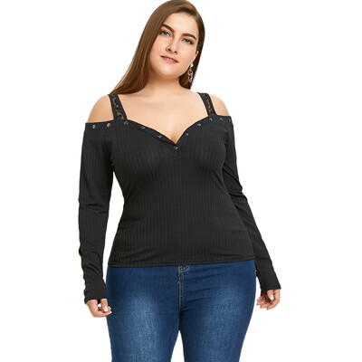 

Plus Size Sweetheart Neck Cold Shoulder Top
