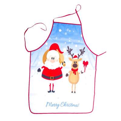 

Christmas Apron Tree Deer Snowman Printing Ornaments Christmas Apron Big Pocket Brief Fabric Kitchen Baking Cooking Bib Apronfor