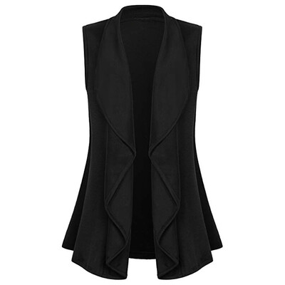 

Toponeto Women Casual Sleeveless Cape Shawl Ruffles Draped Open Front Cardigan Vest Coat