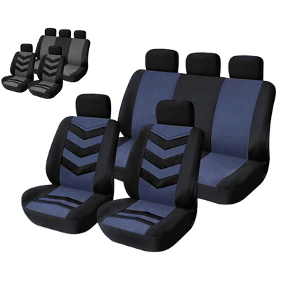 

T22552BL 9pcs Universal Sandwich Fabrics Car Seat Cover Set Four Seasons Auto Cushion Interior Accessories