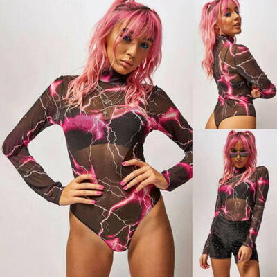 

Women 2019 Sexy Long Sleeve Rompers Party Leotard Bodysuit Tops Blouse Jumpsuit