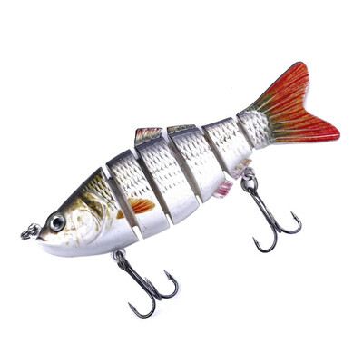 

10cm Artificial Bait False Multi Joint Fish Shape Lifelike Plastic Stainless Steel Hard Lure Fishing Accessories With 2 Hooks