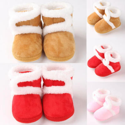 

Newborn Baby Cute Winter Booties Sole Pram Shoes Warm Boot Crib Prewalker 0-18M
