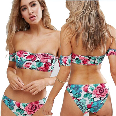 

Saidsome Women Sexy Bikini Swimwear Floral Printed Bottom Set Beachwear Bathing Suit
