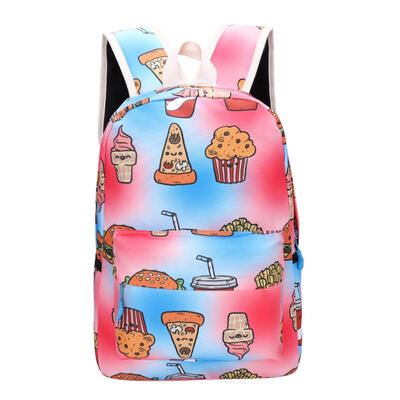 

Cute Women Men Food Print Canvas Backpacks Teen Travel Shoulder Schoolbags
