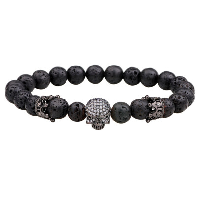 

Energy Stone Beaded Unisex Bracelet Ghost Head Crown Armband Bracelet Charm Bracelet for Men Women