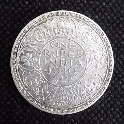 

30mm British India 1940 One 1 Ruppe Silver Coin 11 Grams George VI King Emperor Britan The United Kindom