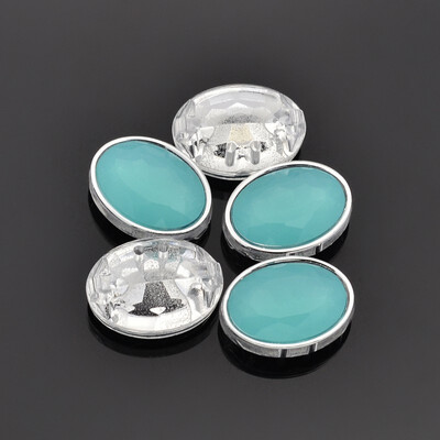 

Sew on Taiwan Acrylic Garment Accessories Faceted OvalMediumAquamarineSilver16x12x6mm Hole 1mm