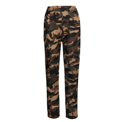 

Women Camouflage Printed Pants Elastic Waist Thickened Loose Straight Pants