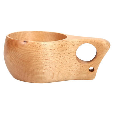 

Greensen1x Creative Outdoor Wooden Coffee Cup Portable Wood Tea Drinking Mug W Handle Home Decoration