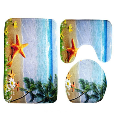 

3pcs Ocean Underwater World Anti Slip Toilet Pattern Carpet Bathroom Mat