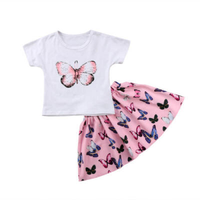 

NEW Toddler Kid Baby Girl Top T-shirtSkirt Dress Outfit Set Clothes 2pcs Set