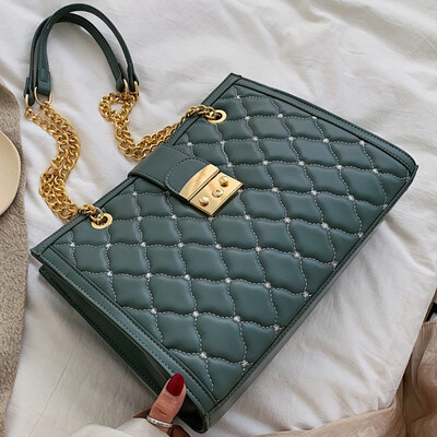

Foreign style Lingge bag female 2019 new Korean fashion Joker chain shoulder slung small square bag
