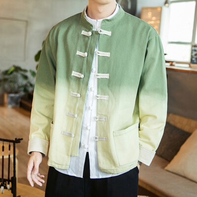 

Toponeto New Style For Men In Autumn And Winter Retro Gradual Cotton And Hemp Coat Blouse