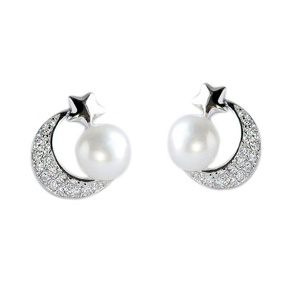 

Star Moon Earrings Creative Earrings Brand Stud Women Earring Cute Pearl Jewelry Novelty For Pearl Ear Stud