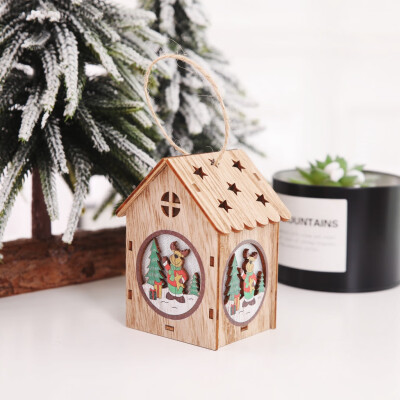 

Siaonvr Christmas Decoration Luminous Wooden House Christmas Tree Ornaments DIY Gift