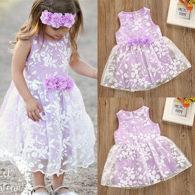 

Kids Baby Girls Princess Tulle Lace Flower Party Pageant Formal Dress Clothes