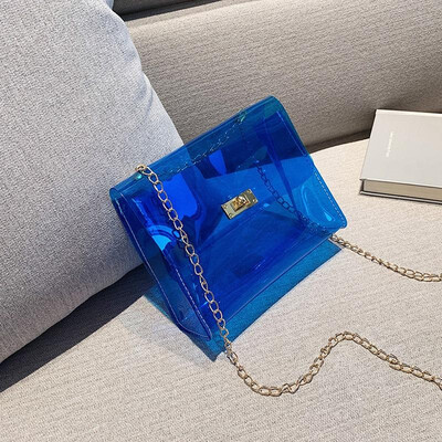 

Fashion Women Transparent PVC Shoulder Bags Jelly Candy Color Small Chain Crossbody Bags