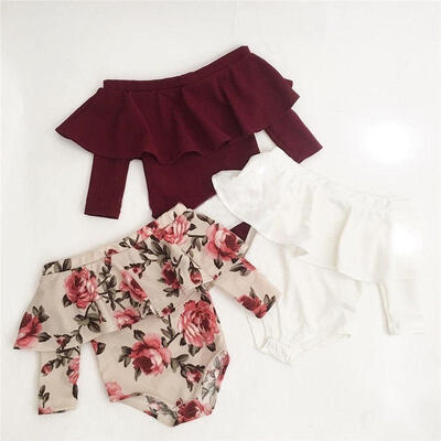 

Newborn Toddler Baby Girls Off Shoulder Romper Bodysuit Jumpsuit Outfits Clothes