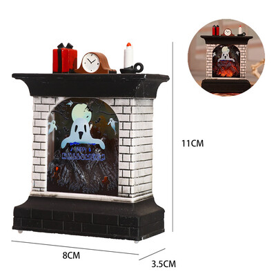 

〖Follure〗Halloween 3D Fireplace Pumpkin Witch Night Light LED Table Desk Lamp Home Decor