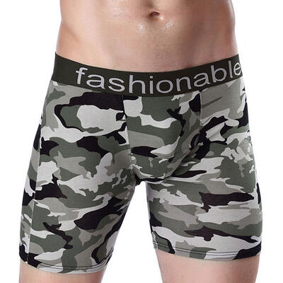 

Mens Long Leg Camo Boxer Briefs Cotton Performance Underwear