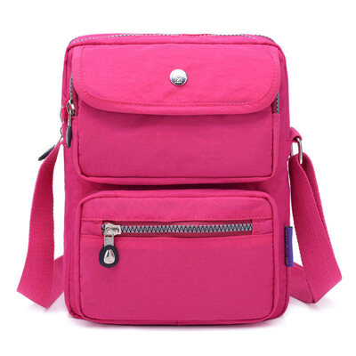 

Women Solid Color Multi Pocket Nylon Travel Crossbody Shoulder Bag Storage Pouch