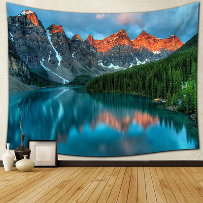 

Gobestart Wall Hanging Tapestry Snowy Blue Sky Lake Nature Home Decorations 60 x 60 inch
