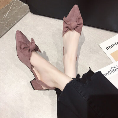 

Baotou sandals womens thick heels butterflies middle heels fashion tips button fairy high heels summer