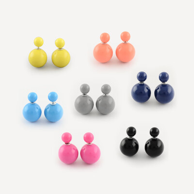 

Double Side Acrylic Ball Stud Earrings with Iron Pins Platinum Mixed Color 155mm Pin 06mm