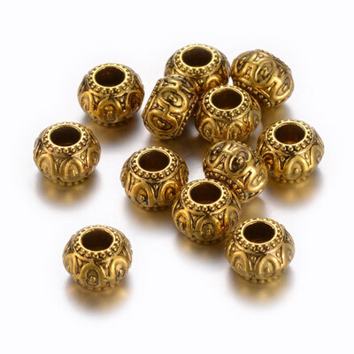 

Alloy European Beads Cadmium Free & Nickel Free & Lead Free Rondelle Antique Golden 10x657mm Hole 3mm