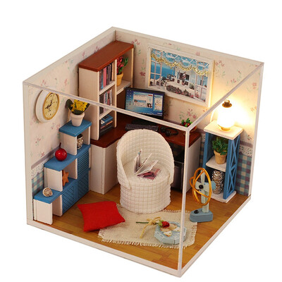 

Gotoamei DIY Christmas House Assemble Miniature Dollhouse LED Furniture Kit Xmas Gift