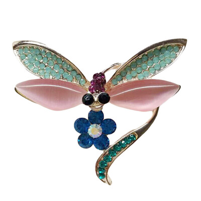 

new fashion Flying Dragonfly Colorful Opal Yellow Rhinestone Crystal Brooch Pin