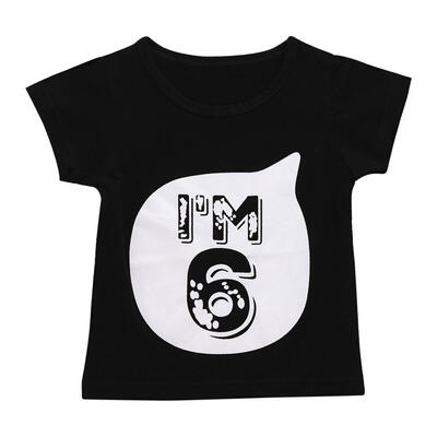 

Boys Girls Short Sleeve T-shirt Summer Cute Baby Birthday Number Print Tees