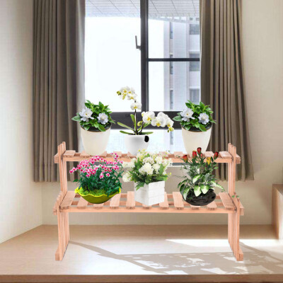 

Gobestart 2 Tier Desktop Shelf Rack Wood Plant Stand Flower Stand Storage Rack