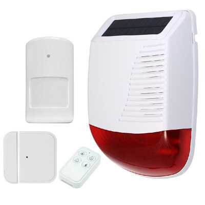 

Solar Powered 433MHz Wireless Standalone Strobe Siren Alarm Host Sound Light Alarm Red Flashlight Horn 120dB Loud Alarm Outdoor Wa