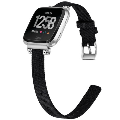 

Ecsem Slim Woven Bands for Fitbit Versa Bands Durable Canvas Fabric Strap with Stainless Steel Bead 55"-81